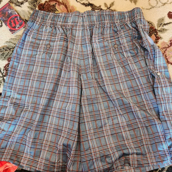 Nwt Mens Warrior Plaid Blue and Orange Shorts - Picture 9 of 9